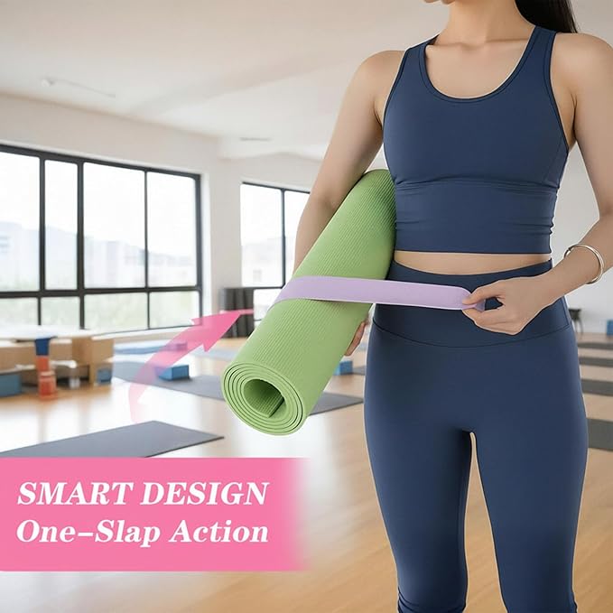 APLZGMG Yoga Mat Strap, One Snap Yoga Mat Slap Band for Keep Mats Tightly Rolled, Elastic One Snap Straps Band