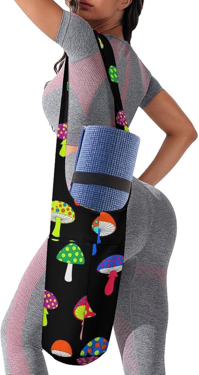 Meaudiwes Yoga Mat Bag for Women, Stylish Yoga Mat Tote Sling Carrier Bag, Long Strap Exercise Mats Totes Sport Storage Bag