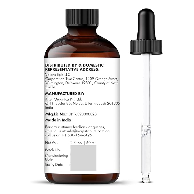 Majestic Pure 100% Pure Rosemary Oil For Hair Growth - Strengthening, Nourishing, Volumizing - Infused with Biotin Oil, Jojoba Oil & Castor Oil - Non GMO Verified - 2 Fl Oz