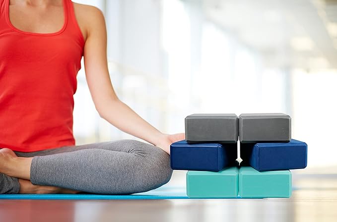 EXERZ Yoga Blocks 2 pack, Gym Blocks, Exercise Workout Fitness Bricks, Pilates Stretch Handstand Non-Slip