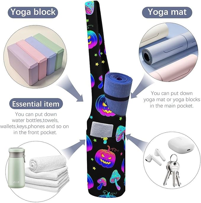 Meaudiwes Yoga Mat Bag for Women, Stylish Yoga Mat Tote Sling Carrier Bag, Long Strap Exercise Mats Totes Sport Storage Bag
