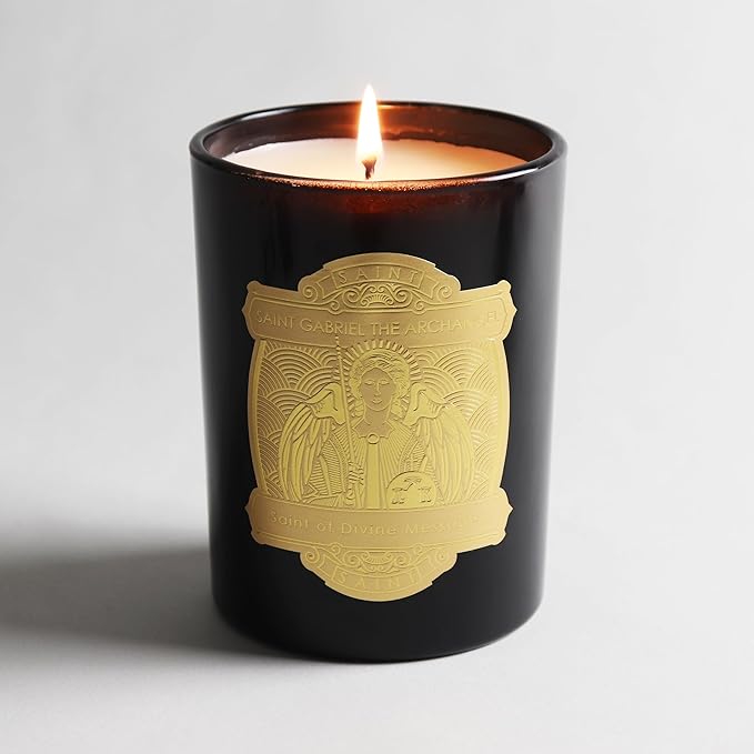 SAINT Gabriel The Archangel Scented Candle with Prayer and Prayer Coin, Saint of Divine Messages, Soy Coconut Aromatherapy Candle with 80 Hour Burn Time, Special Edition