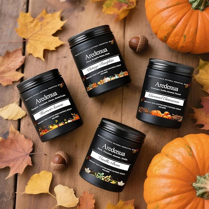 Vintage Pumpkin Candle – Warm Holiday Pumpkin Scent, Cozy Christmas Winter Seasonal Candles for Home, Hand-Poured Soy Candles for Christmas Décor & Cozy Gifting