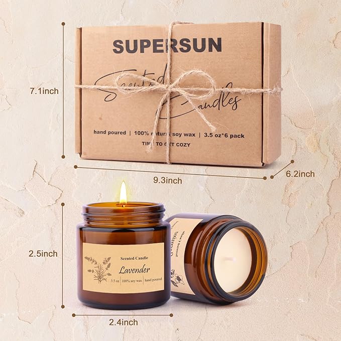 6 Pack Candles for Home Scented, Aromatherapy Jar Candles Gift Set for Women, Long Lasting Burn Soy Wax Candle, Scented Candle Gift Set for Birthday Easter Mother's Day