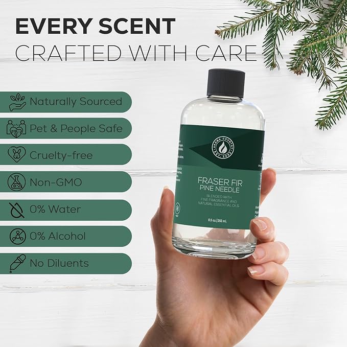 Aroma Country Fraser Fir Christmas Tree Diffuser Oil - Luxury Essential Oils for Diffuser Refill & Air Freshener Room Spray - Natural Home Fragrance, Pine Needle Scented Oil for Diffusers (8.5 Fl. oz)