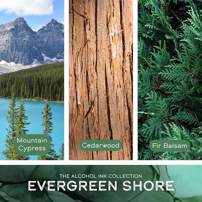 Evergreen Shore Art-Inspired Scented Candle | 10.5oz Soy Coconut Wax Blend | 60-Hour Burn | Premium Mountain Forest & Fresh Air Scent | Signature Artistic Glass Vessel | Unique Gift | Made in The USA