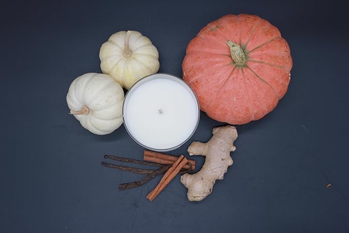 PERIPETI Home Pumpkin Ginger Scented Candle, Classic Wick – 8.5oz Natural Soy Wax for Energizing Aromatherapy, Long-Lasting Burn with a Cozy Fall Scent