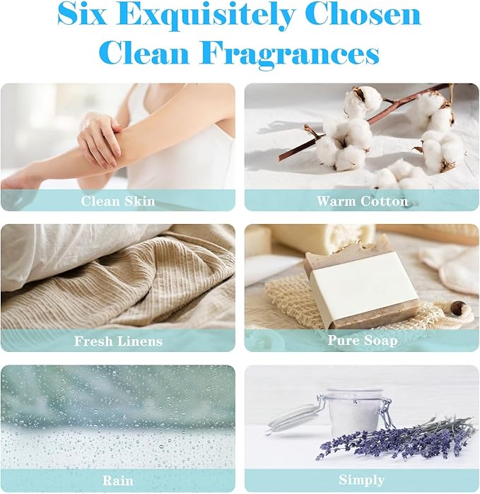 AmaKane Fragrance Oils Clean Set, 6 Premium Soap Making Scents, Fragrance Oil for Candle Making, Essential Oils for Laundry, Fresh Linen, Clean Skin, Warm Cotton and More Aromatherapy Diffuser Oils
