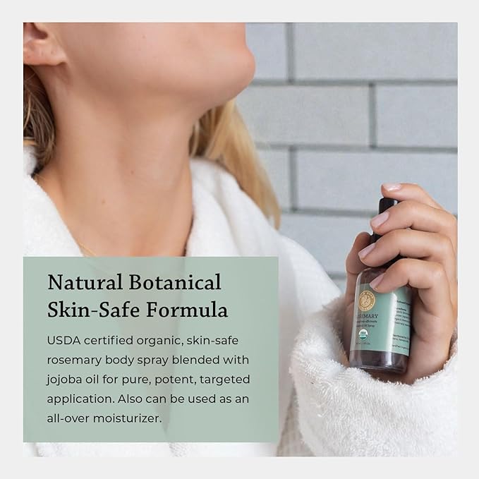 Silk Road Organic Rosemary Essential Oil & Jojoba Spray, USDA Certified, Support Hair Growth & Health – 1 oz. Aromatherapy Spray