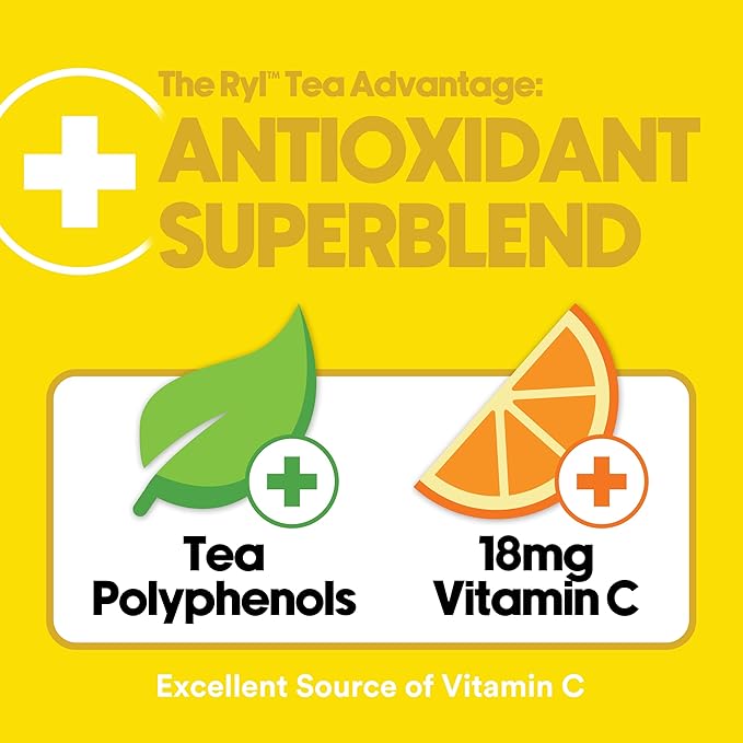 Ryl Iced Tea, Lemon, Antioxidant Superblend, Zero Sugar, Low Carb, Zero Calorie Iced Tea, 16.0 Fl Oz (12-Pack)
