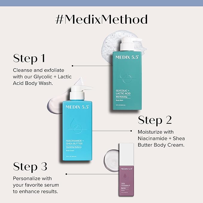 MEDIX Fragrance Free Niacinamide Face Moisturizer + Shea Butter Cream For Face & Body Lotion | Anti Aging Skin Care Firming Cream For Wrinkles, Dark Spots, Large Pores, 15 Fl Oz