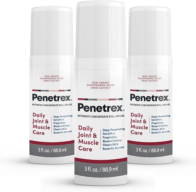 Penetrex Joint & Muscle Therapy - Soothing Gel for Back, Neck, Hands, Feet - Premium Whole Body Rub with Arnica, Vitamin B6 & MSM - 3oz Roll On Gel (3-Pack)