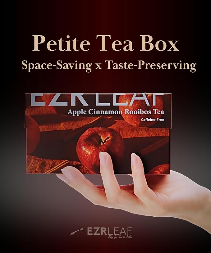 EZR Leaf Apple Cinnamon Rooibos Tea Caffeine Free Decaf Herbal Tea, 20 counts 2.1 Once Pyramid Tea Bags, Naturally Sweet, Relaxing Sleep Blend