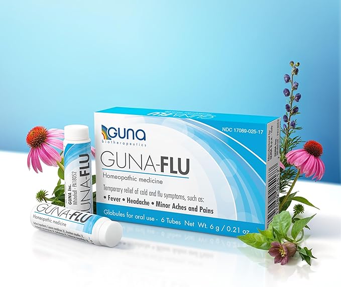 Guna Flu for Relief of Flu-Like Symptoms, Body Aches, Headache, Fever, Chills and Fatigue 6 Tubes