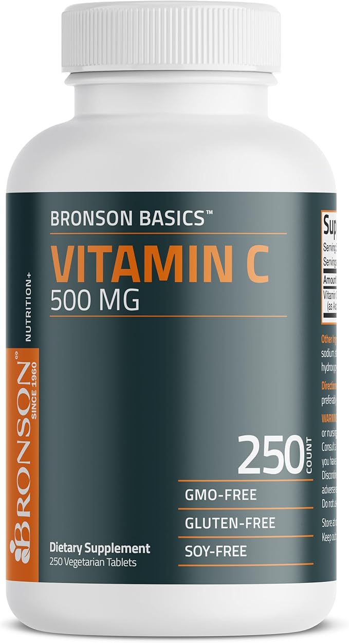 Bronson Vitamin C 500 MG Supports a Healthy Immune System & Antioxidant Protection, Non-GMO, 250 Vegetarian Tablets