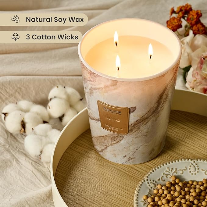 M&SENSE Extra Large Candle 35oz 150H NoirAir Scented Candle, 3 Wick Highly Scented Jar Candle, XL Candles Gift for Stress Relief, Meditation, Yoga