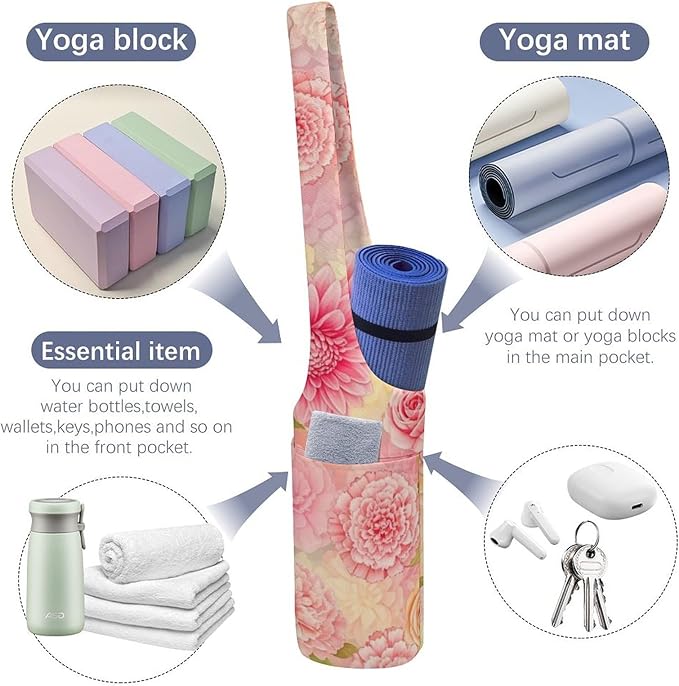 Meaudiwes Large Yoga Mat Bag Fit Most Size for Ladies Yoga Mats Carrier Bags Multi-Functional Exercise Mat Holder Storage Bag