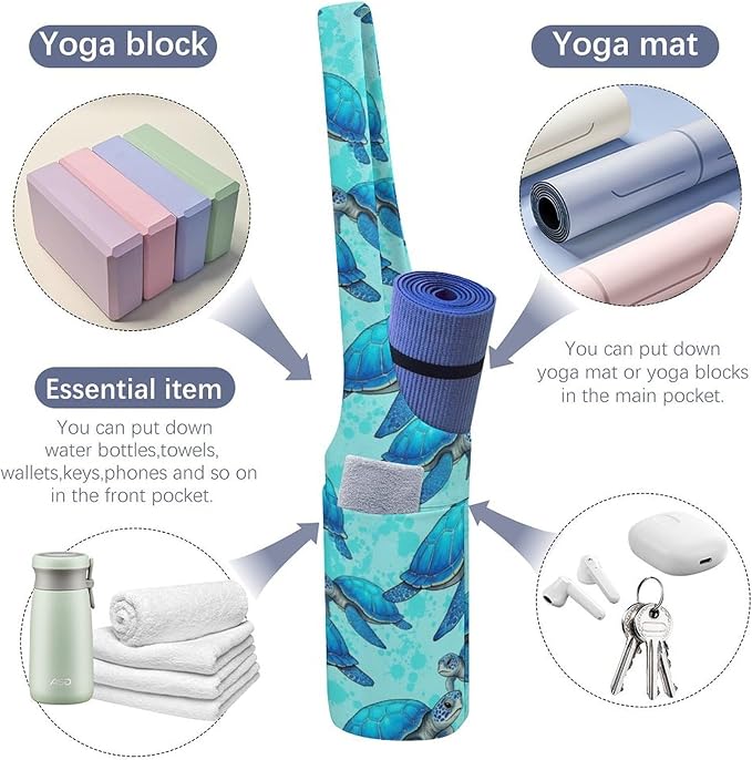 Meaudiwes Yoga Mat Bag for Women, Stylish Yoga Mat Tote Sling Carrier Bag, Long Strap Exercise Mats Totes Sport Storage Bag