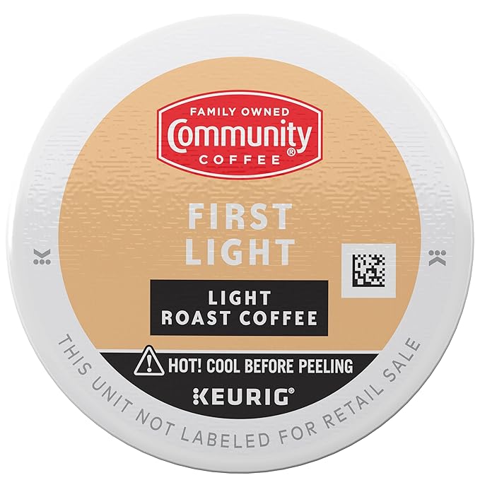 Community Coffee First Light, 12 Keurig Coffee Pods, Light Roast, Compatible with all K-Cup Brewers, 12 Count (Pack of 1)
