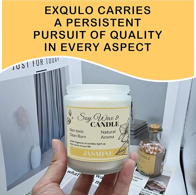 Scented Candles Gifts for Women, Home Decor Soy Candles, Birthday, Valentine, Christmas, Anniversary Aromatherapy Gifts or Just for Enjoying Life and Personal Relaxation Healing (7oz, Jasmine)