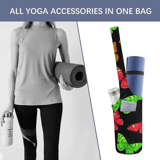 Aiyoolee Yoga Mat Bags, Large Tote Yoga Mat Carrier Holder with Water Bottle Pocket, Adjustable Shoulder Strap Storage Bag