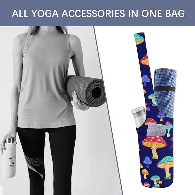 Meaudiwes Large Yoga Mat Bag Fit Most Size for Ladies Yoga Mats Carrier Bags Multi-Functional Exercise Mat Holder Storage Bag