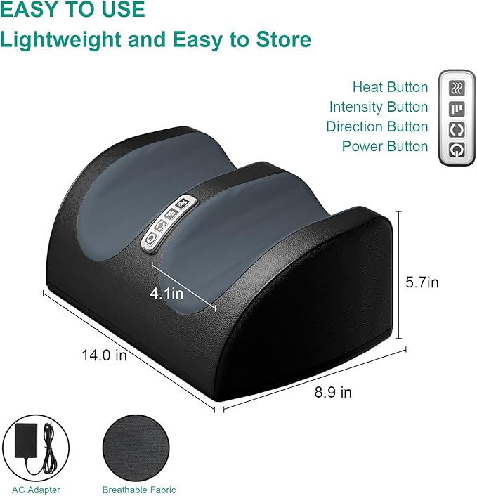Shiatsu Foot Massager with Heat, FSA Eligible HSA Foot Massager for Foot Massage and Calf Massage, Foot and Calf Massager with Roller, Gifts for Mom & Dad, Valentines Day Gifts