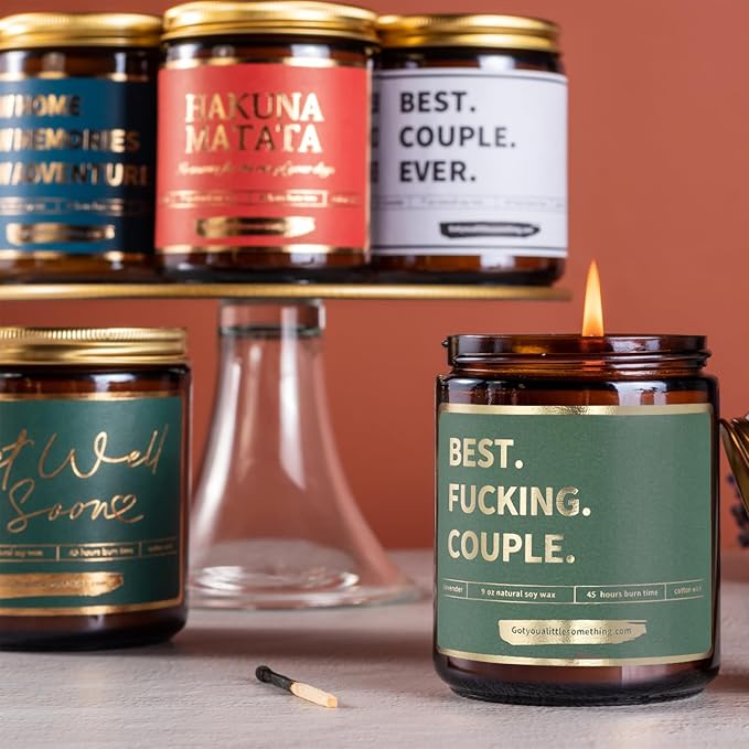 Funny Anniversary Candle for Couples - Funny Valentines Day Presents, Gift from Friends for Engagement or Anniversary - Best Couple Ever Present Idea for Him & Her, Newly Engaged Candle for Couples