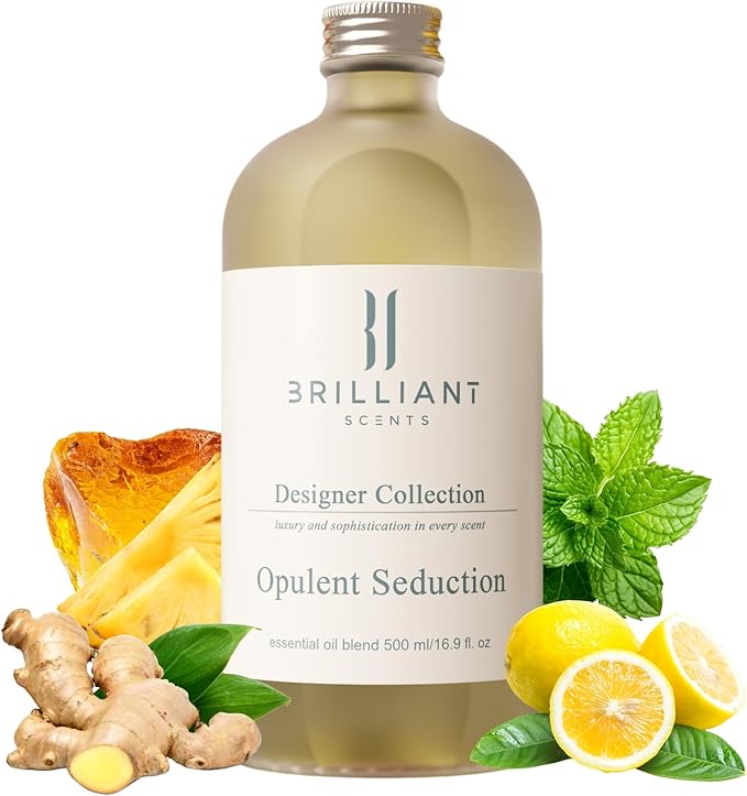 Brilliant Scents Opulent Seduction Fragrance Oil 200ml - Premium Diffuser Oil for Home, Office, Hotels - Long Lasting, Plant-Based, Meets IFRA Standards, USA-Made - Pineapple, Ginger, Oakmoss
