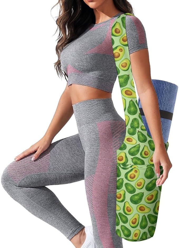 KKdskkds Fresh AvocadoYoga Mat Bag Large Opening Long Tote Yoga Mat with Pocket Fit Most Size Mats