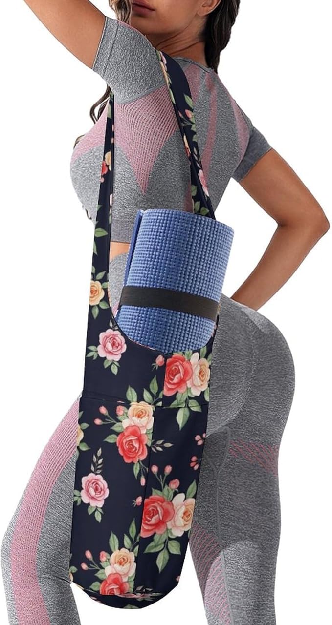 Meaudiwes Stylish Yoga Mat Bags Sports Yoga Totes Fits Most Size Mats Exercise Mat Carrier Storage Bag Yoga Gifts for Women