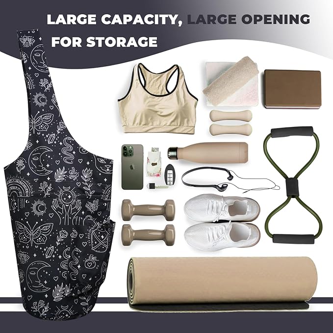 saniwu Yoga Mat Bag Carrier for Women Workout Large Waterproof with Zipper Pocket, Keychain and Wide Shoulder Straps