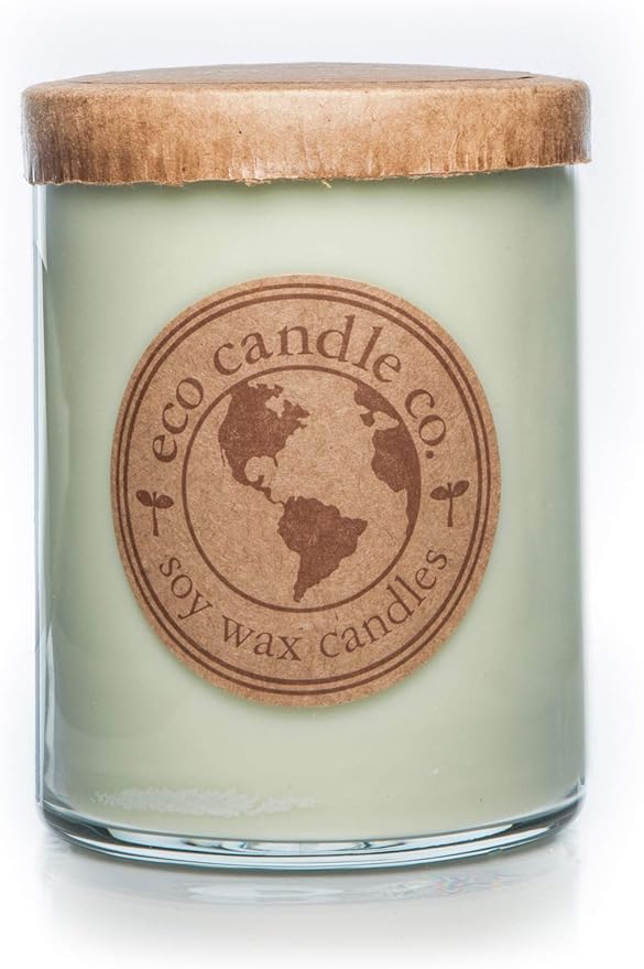 ECO CANDLE CO. Recycled Candle, Herb Garden, 18 oz. Double Wick - Scents of Tarragon, Bergamot, Grapefruit, & Jasmine - 100% Soy Wax, No Lead, Kraft Paper Label & Lid, Hand Poured, Midwest Soybeans