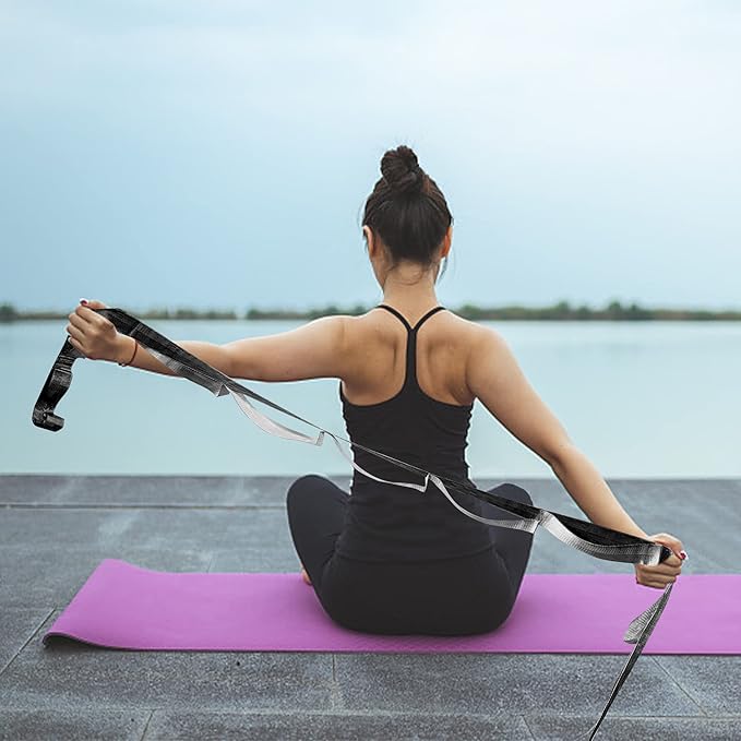 SANKUU Yoga Straps Stretching Strap with 12 Loops Workout Poster, Straps for Stretching Physical Therapy Equipment Long Stretch Out Bands for Exercise, Pilates and Gymnastics for Women Men