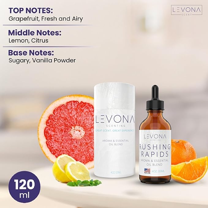 Levona Scent Essential Oils - Scents for Home, Hotel & Office Use - Perfect for Home Diffuser & Humidifiers - Aroma Fragrance Oil, Ideal for Massage, Relaxation, and Spa - Rushing Rapids, 120ml