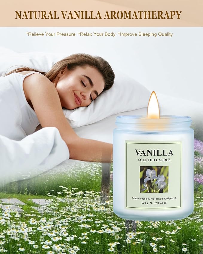 4 Pack Vanilla Candle Set, 30 oz 200 Hour Home Aromatherapy Jar Candles, Long Lasting Aromatherapy Candles for Bedrooms Yoga Rooms Lounges Gardens Patios Balconies and Camping