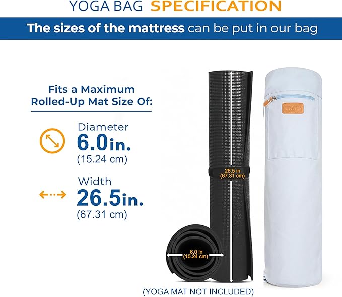 UDANA Yoga Mat Bag – Heavy Duty Canvas Carrier with 3 Pockets & Full Zip – Available in 3 Sizes (16L, 18L, 34L) - Multiple Colors