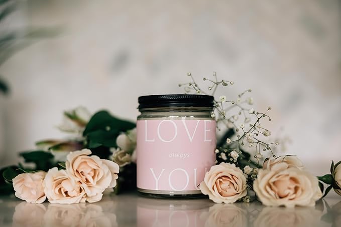 Fontana Candle Co. Celebration Collection, Love You Always – 9oz Scented Candle with Beeswax, Coconut Oil & Essential Oils – Wood Wick, Clean Burn – Non-Toxic Candles for Home & Room Décor