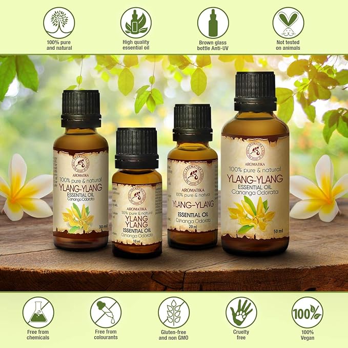 Ylang-Ylang Essential Oil 1.7 Fl Oz - Cananga Odorata - Madagaskar - 100% Pure & Natural Ylang Ylang Oil Best for Aromatherapy - Good Sleep - Beauty - Relaxation - Aroma Diffuser