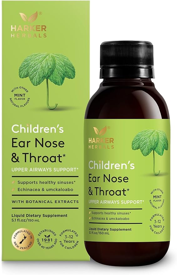 Children's Ear Nose & Throat Syrup, Herbal Formula for Sinuses & Seasonal Wellness Includes Echinacea, Pelargonium & Elderflower, Plant-Based - 5.1 Fl oz (30 Servings)