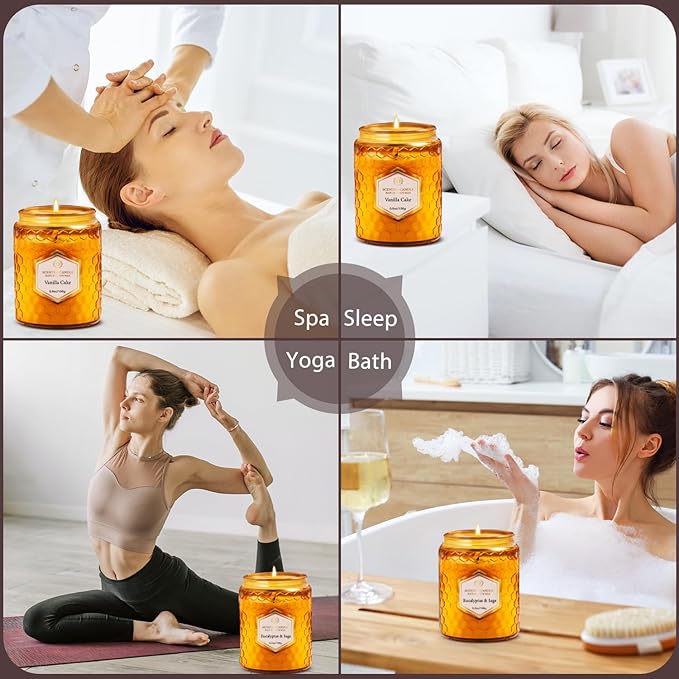 6 Pack Natural Soy Wax Jar Candles for Home, Scented Aromatherapy Gift Set for Women, 33 oz 240 Hour Long Lasting, for Birthday, Valentine's Day, Amber