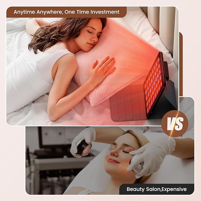 Red Light Therapy for Face 6 Modes, Portable Red Light Therapy Panel with Protective Goggles and Timer, Infrared Red Light Therapy for Body Care, Brown