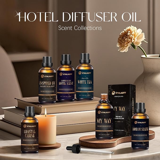 HotelDiffuser Oil, Fragrance Oil, Inspired by White Tea 3.38 Fl Oz | 100 mL, Essential Oil for Waterless Diffuser