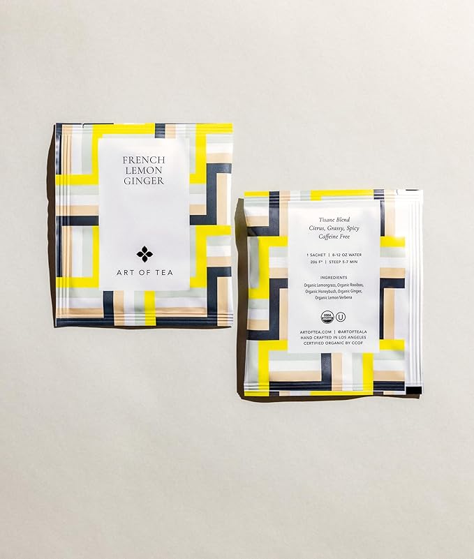 Art of Tea | French Lemon Ginger | 50 Eco Friendly Pyramid Tea Bag Sachets