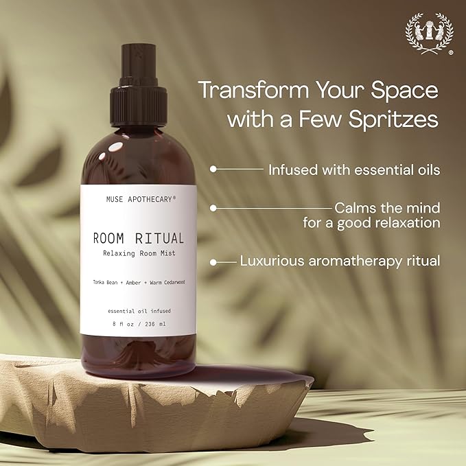 Muse Apothecary Room Ritual - Aromatic and Relaxing Room Mist, 8 oz, Infused with Natural Essential Oils - California Citrus, 2 Pack