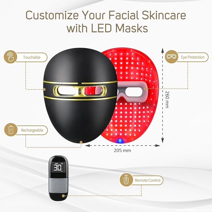 Pro-Grade FSA LED Light Therapy Facial Mask-Red & Blue Light Anti Aging for Face-HSA Salon Treatment for Acne, Wrinkles & Redness at Home