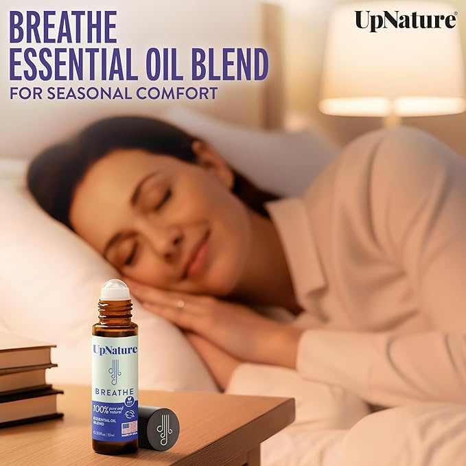 UpNature Self Care Stocking Stuffers for Women Essential Oils Roll On Set - Breathe, Beauty & Calm Oil Roller for Aromatherapy and Relaxation Stress Relief Gifts for Women