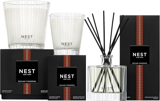 NEST New York Scented Classic Candle, Sicilian Tangerine - 8.1 oz - Up to 60-Hour Burn Time - Reusable Glass Vessel