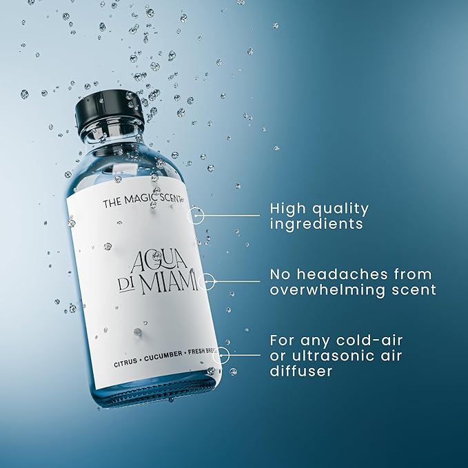The Magic Scent Aqua di Miami Diffuser Oil - Hotel & Home Luxury Scents - Diffuser Oil Scents for Home Designed for Use in All Diffusers - 4 fl oz, 120 mL