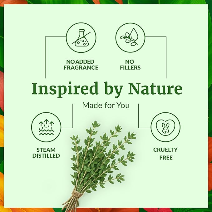 SVA Thyme Essential Oil – 4 Fl Oz – 100% Natural Thyme Oil - for Diffuser, Hair Care, Face, Skin Care, Aromatherapy, Scalp and Body Massage, Soap and Candle Making – with Dropper